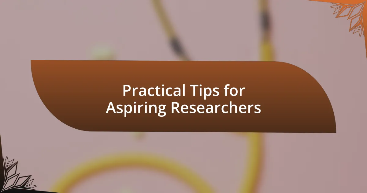 Practical Tips for Aspiring Researchers