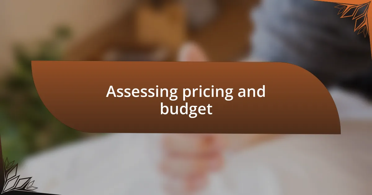 Assessing pricing and budget